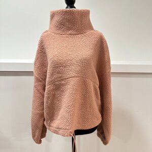 Old Navy Cropped Sherpa Teddy Mock Turtleneck Pullover Sweater Size Medium
